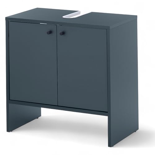 Stella Trading KAIRO Bathroom Sink Cabinet in Dark Blue Bathroom Base Cabinet ,with Lots of Storage Space, Wood Material, 60 x 60 x 35 cm