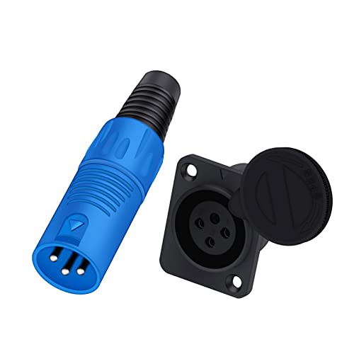 QIQIBAIHUO 1SET XLR Conjunto de Conector, 3pins, Alambre Soldado + Montaje en Panel, Enchufe Masculino + zócalo Femenino, Compatible con micrófono de Audio/Video/Micrófono, De Color Negro Cover