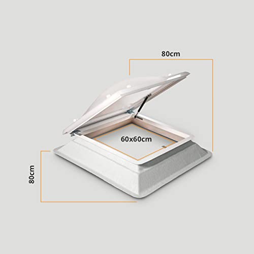 Miniatura 3 de Ironlux - Claraboya Cuadrada Para Techo Apertura Acceso - Bivalva - Incluye Cúpula, Zócalo De Pvc Y Accesorios Para El Montaje - Anti-Condensación - Tragaluz - Axb 80 X 80 Cm