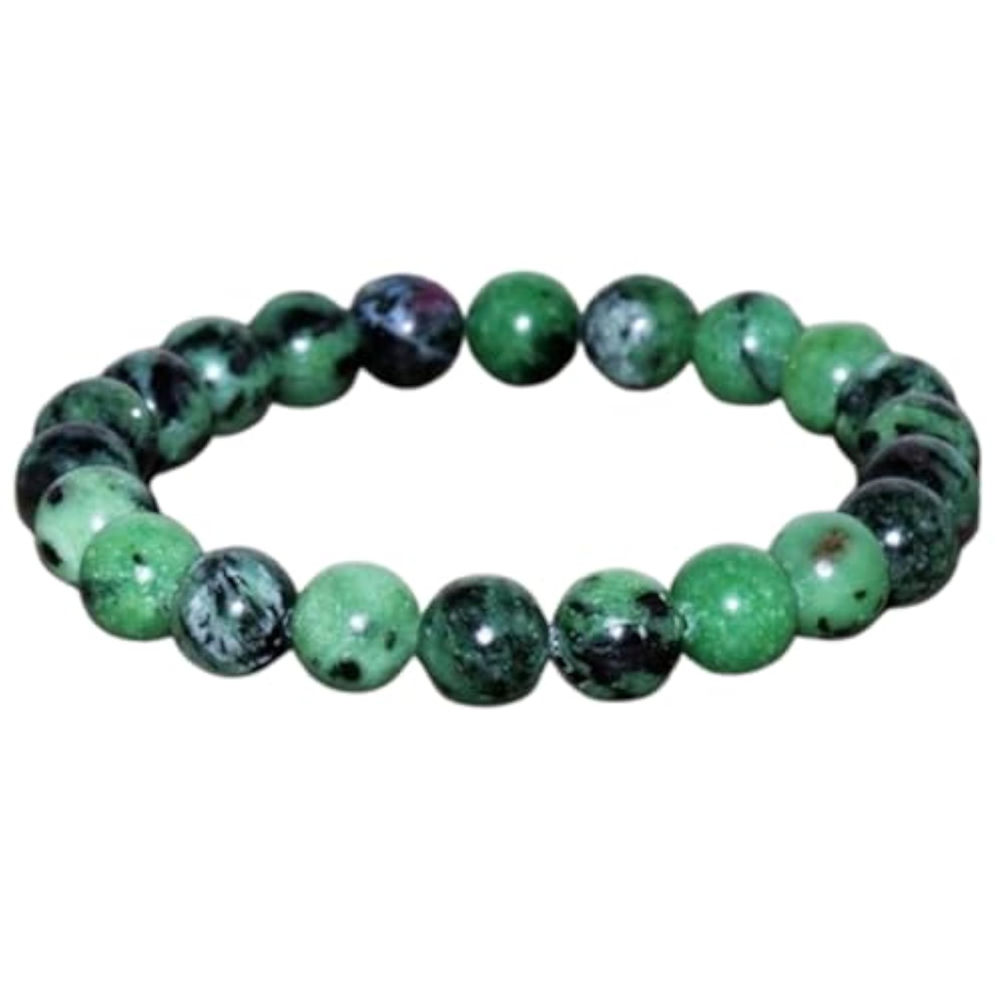 Natural Ruby Zoisite & Anyolite 10mm Round Shape Bead Stretchable Bracelet, Unisex