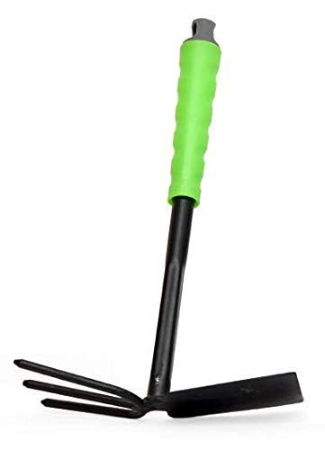 KIRFIZ Garden Bow Rake Metal Cultivator Hand Rake with Handle Garden Hand Weeder & Digging Tool Perfect for loosening & Sculpting Soil,Removing Weeds (Green + Black)