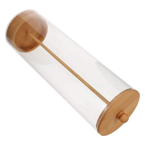 Imagen de TOBBOMEY Organizador de Sorbetes Acrílico Transparente con Tapa de Madera