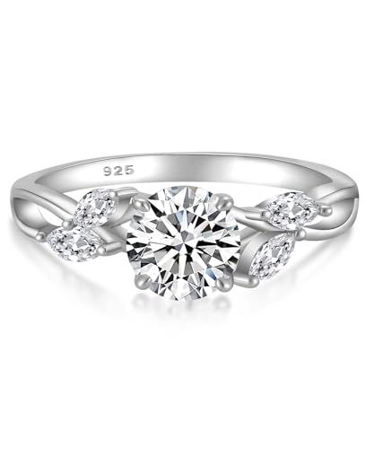 YL Anillo de Compromiso de Moissanita 1 Quilates de Plata de Ley 925 para Mujer Color D VVS1 de Moissanita Anillo de Promesa para Aniversario(Talla 12)