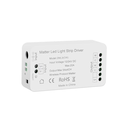 YoumiAi Matter Over WiFi Smart Light LED Smart Matter Lamp, funciona con HomeKit, control de voz/aplicación/temporizador (controlador de controlador de tira LED CW)