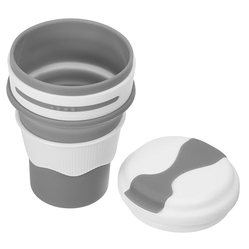 PATIKIL Collapsible Travel Cup, 350mL Travel Folding Cup with Lid Silicone Portable Drinking Cup for Traveling Camping Gray