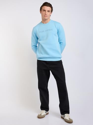 Image of Park Avenue Men Full Sleeve Slim Fit Solid Pattern Cotton Polyester Blend Regular Neck Regular Neck Casual Sweatshirt
