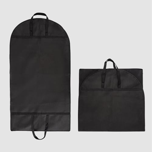 Dress Storage Bag Non-Woven Fabric Clothing Dust Cover Travel Garment with Clear PVC Window Waterproof Label Extra Large Mesh Pockets Foldable Black3