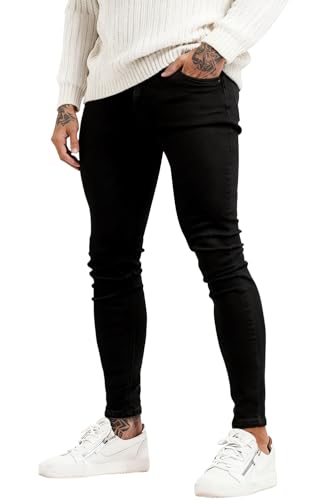 GINGTTO Skinny Jeans Men Slim Fit Stretch Black Jeans Men Tapered Leg 30