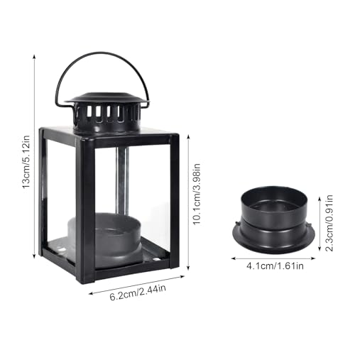 Black Lanterns Decorative Indoor,Hanging Wedding Hurricane Lantern with Clear Glass Farmhouse Candle Holder for Living Room Front Porch Table Mantle Garden Wall Decorations - Image 2