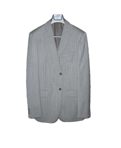 Men's Suit 2-Pieces Stripe Jacket and Solid Pants Single Breasted Office Work Tuxedos3