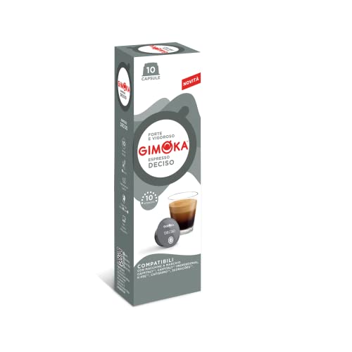 Gimoka Mezcla de Café Espresso Deciso, intensidad 10/10-80 Cápsulas - Compatibles con Máquinas de Café Caffitaly Y Tchibo Cafissimo - Producido en Italia - 8 paquetes de 10