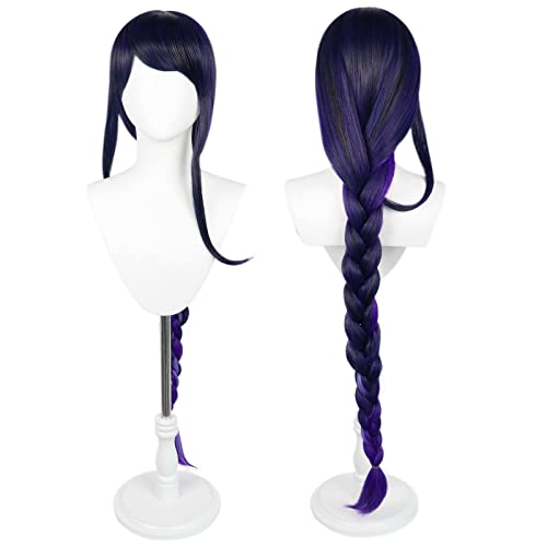 ANOGOL Hair Cap+ Baal Purple Ombre Wigs Anime Cosplay Wigs Long Braid Costume Synthetic Hair With Bangs Fringe Hairstyles For Lonita Party
