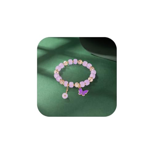 Butterfly Pendant Lightweight Jewelry Colorful Beads Bracelet Adj...