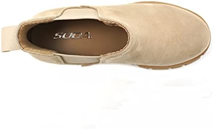 Soda PIONEER ~ Women Lug Sole Mid Heel Chelsea Fashion Ankle Bootie w/Double Elastic Gore 3 Soda PIONEER ~ Women Lug Sole Mid Heel Chelsea Fashion Ankle Bootie w/Double Elastic Gore