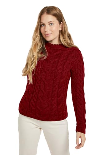 Image of Aran Woollen Mills - Carraig Donn Ladies Irish Multi Cabled Raglan Super Soft Merino Wool Sweater