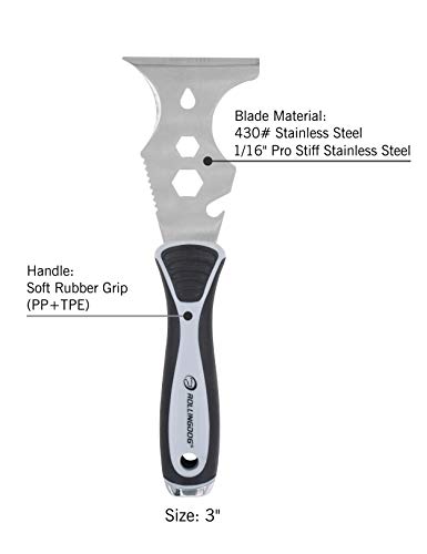 Rollingdog 12 In 1 Painters Tools - 3 Inch Stanless Steel Paint Scraper Putty Knife Hammer Head Soft Grip Handle Paint Remover #TOP1