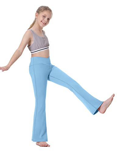 Ewedoos Flare Leggings For Girls Yoga Pants Bootcut With Pockets Crossover Flare Yoga Pants Bell Bottoms Athletic Pants Light Blue #TOP5