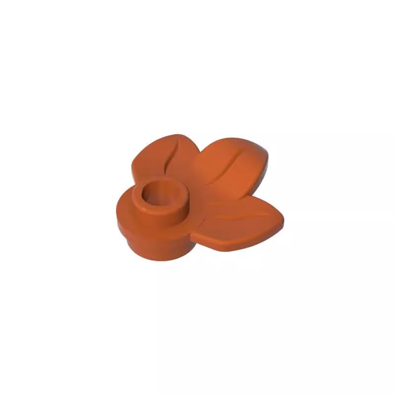 32607 Ornaments Plant, Plate 1x1 Round with 3 Leaves 50 Pieces GDS-1576 Compatible with Lego Building Blocks Color:Dark Orange โ image 1
