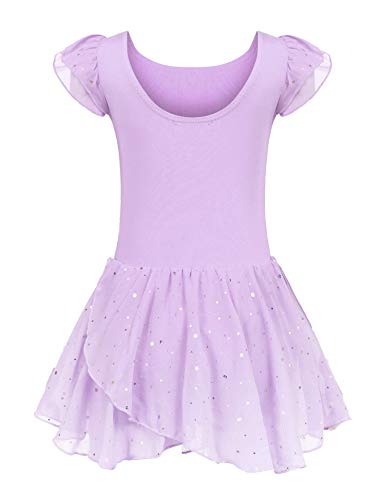 Arshiner バレエ レオタード 子供 肩フリル シフォンスカー