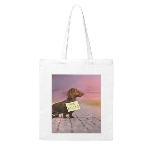 Wykjtwo Cani Bassotto Con Cani Da Tavola Bassotto Marrone, Borsa Per La Spesa Borsa Per La Spesa Borsa In Tela, Borsa A Tracolla In Tela Multiuso