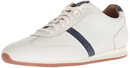 BOSS Orange by Hugo Men's Orlando Tumbled Leather Sneaker Shoe, White, 44 M EU (11 US)