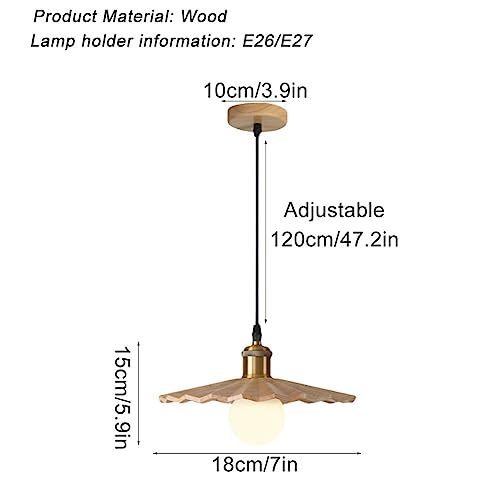 Lámpara colgante retro de madera E26 con pantalla paraguas de techo 6