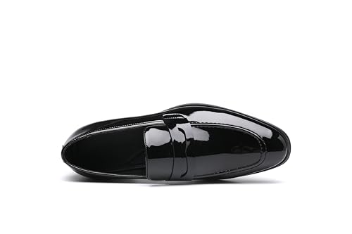 Image of DECARSDZ Mens Slip-On Penny Loafer Casual Dress Shoes Black Wedding Formal Work Pointed Toe Men Tuxedo Shoes