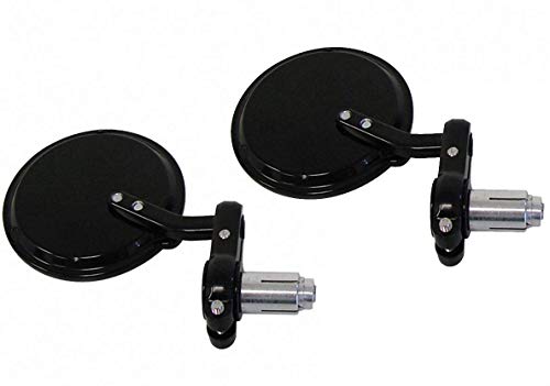 MotorToGo Black Round Billet Bar End Mirrors fit 7/8" handlebars clip-ons for 2017 Ducati Monster 797 Plus