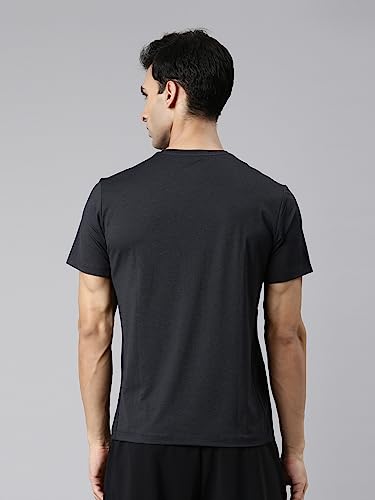 Image of XTEP Black Cooling Comfort & Elastic Training T-Shirt for Men- Polyamide+Polyester+Elastane Sports Elastic Performance Cool Tech Rapid Heat Conduction & Dissipation