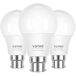 Vanke Bayonet Light Bulb 60w Equivalent, B22 LED Bulbs Warm White 2700K, Non-Dimmable 9w Energy Saver Lightbulb, 806 Lumen, 3-Pack