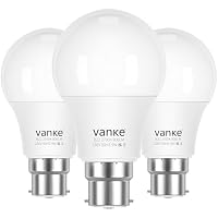 Vanke Bayonet Light Bulb, 9W(60W Equivalent), Warm White 2700K, 3-Pack