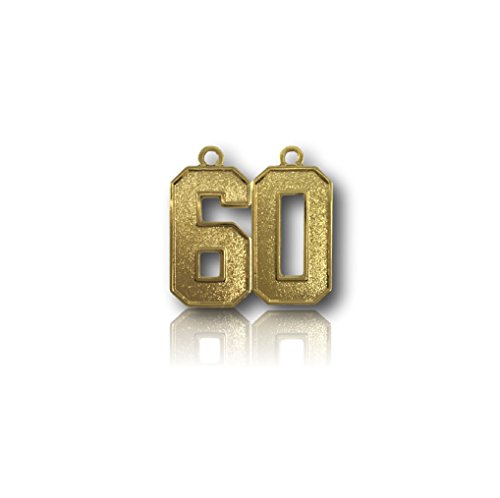 Number 60 Gold Plated Jersey Style Sports Necklace Charm Pendant (0.8