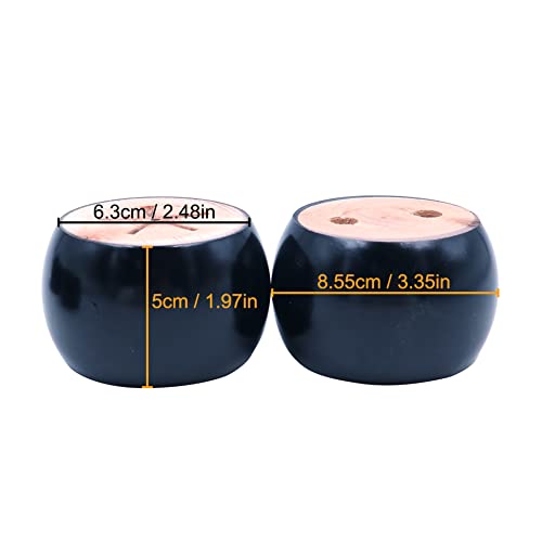 Shiwaki Pack of 4 Black Furniture Legs Wooden Round Bun Feet 3in Dia 2in Tall Replacement for Sofa Chair, Loveseat, Dresser Foot - Image 3