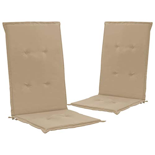 Goliraya 2 pz Cuscini per Sedie da Giardino con Schienale Talpa/Beige,Cusicni per Sedied a Esterno con Schienale 120x50x3 cm