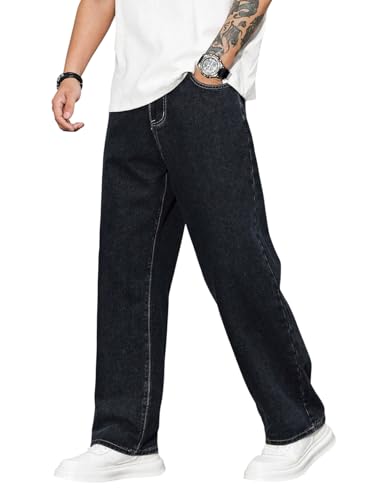 Image of dockstreet Men Baggy Denim Jeans in Pure 100% Cotton Denim || Stretchable (Jet Black) and Stretchable (Colored) Jeans || Unisex Designs||Jeans||