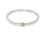  Bracciale Miluna perle d\'acqua dolce 4-4,5 con boule stellata in oro giallo e bianco PBR3058V