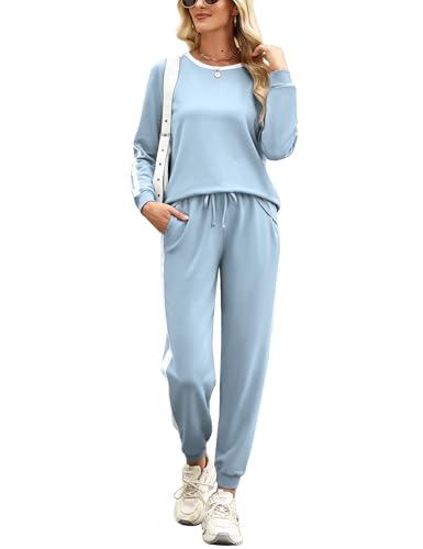 Image of Marvmys Women Long Sleeve Tracksuits Fashion 2 Piece Lounge Set Travel Outfits Jogger Set