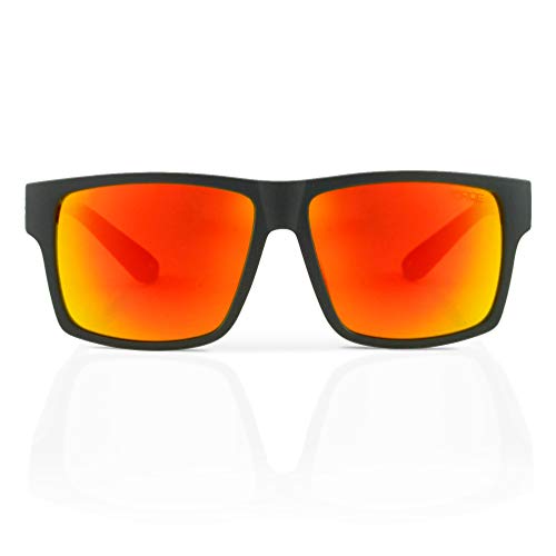 TOROE Classic Polarized RANGE Sunglasses TR90 Unbreakable Frame Fire Red Polycarbonate Lenses (Matte Black