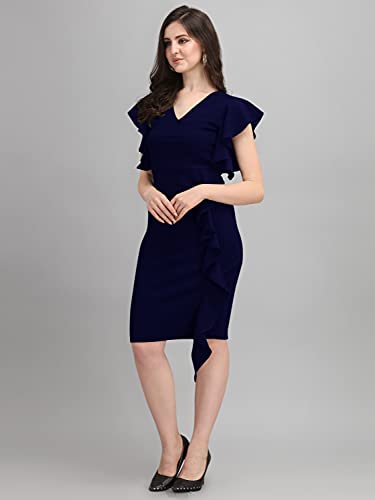 Image of Sheetal Associates Women's Short Sleeve V-Neck Bodycon Casual Mini Dress