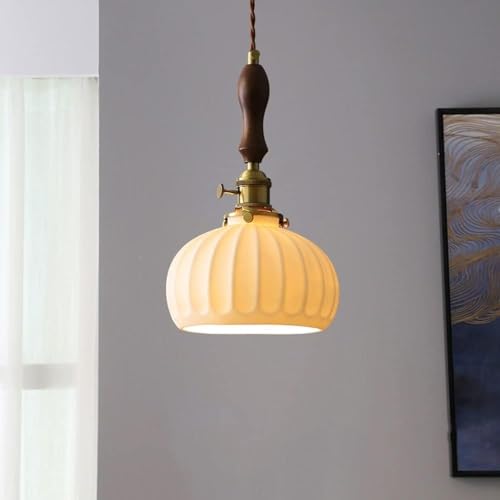 Lustre en céramique artisanale et design citrouille e27 - 4