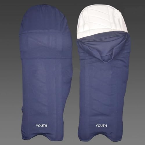 Image of Cricket Batting Pads Covers, Leg Guards Clads, Colored Pad Outer Skin || Protection from Ball Scratches and dust || Size-Youth || Age for 12-16 Years Old (Navy Blue)