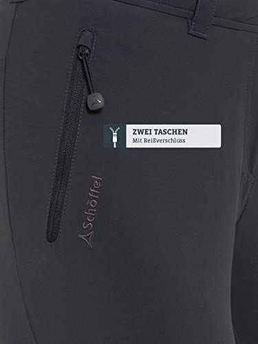 Schöffel Damen Pants Engadin, Outdoor Hose, strapazierfähige Wanderhose für Frauen, Wasserabweisende Damen Hose mit sportlichem Schnitt, Charcoal, 38