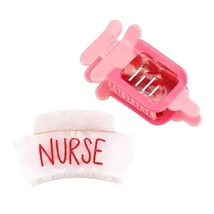 Nurse Cap Hair Claw Clip with Syringe Hair Clip Claw Set of 2 for Women Gift