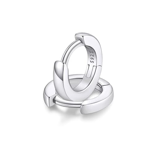 FaithHeart 925 Sterling Silver Huggie Hoop Earrings, Small Silver Hoop Earring for Women, Gold/Black/Rose Gold Hypoallergenic Cartilage Earrings for Women 6/8/10/12/14/16/18/20mm