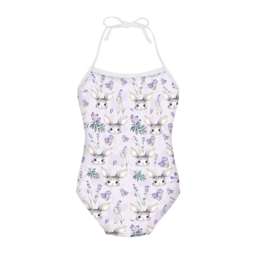 Image of Girls One Piece Swimsuit Beach Bathing Suit Toddler Floral Halter Straps Swimwear for 1-10 Years