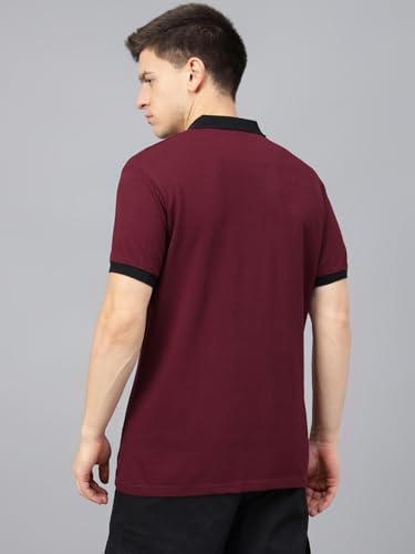 Image of Veirdo Pure Cotton Half Sleeves Regular Fit Plain Solid Classic Polo Collar T-Shirt for Men & Boys (Color Options- Black, Maroon & Olive)