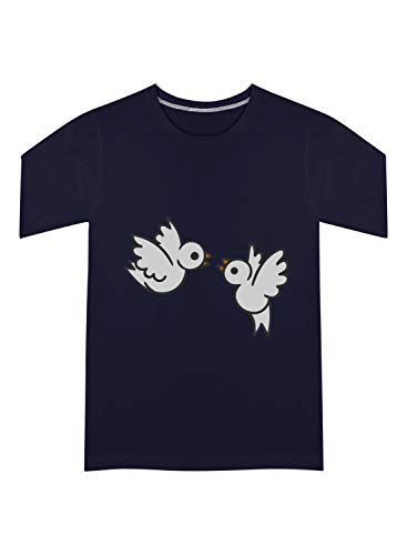 Image of CreativiT Graphic Printed T-Shirt for Unisex Love Birds Tshirt | Casual Half Sleeve Round Neck T-Shirt | 100% Cotton | D00585-41