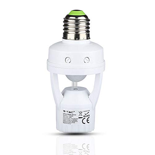 Portalampada E27 con Sensore di Movimento per Lampadine E27 Max 60W
