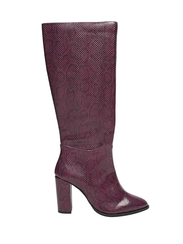Image of Theater Women Nagini Knee-High Snake Print Boots | Chunky Block Heel & Pointed Toe | Stylish, Trendy, Comfortable Boots for Party, Casual & Fashion Wear