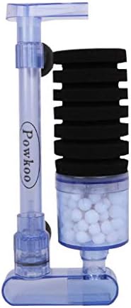 Powkoo7-Layer Ribbing Sponge Filter Aquarium Filter Sponge for Betta, Breeder Fish Tank, Comes with 1 Bag Bio Ceramic Media Balls